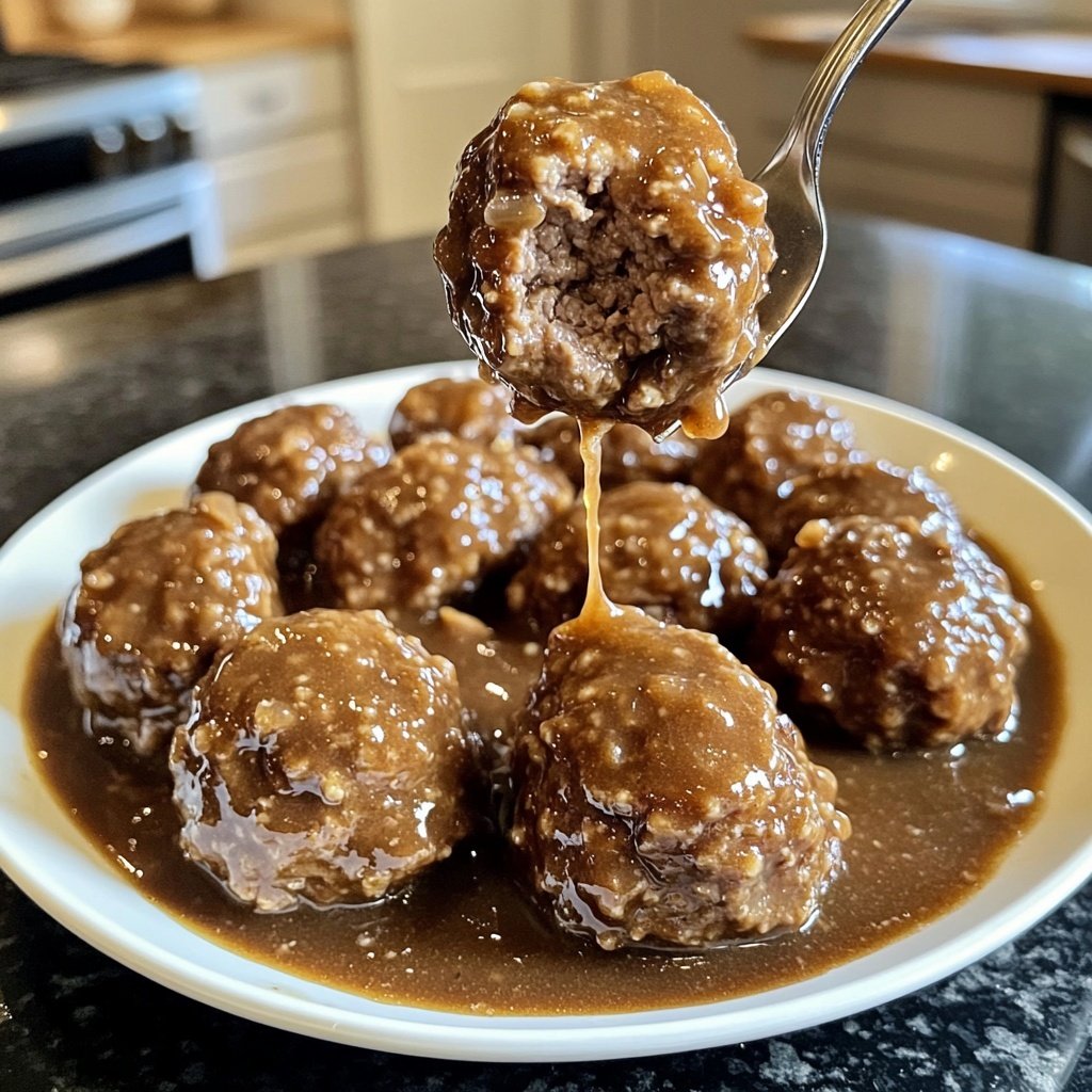 Slow Cooker Salisbury Steak Meatballs