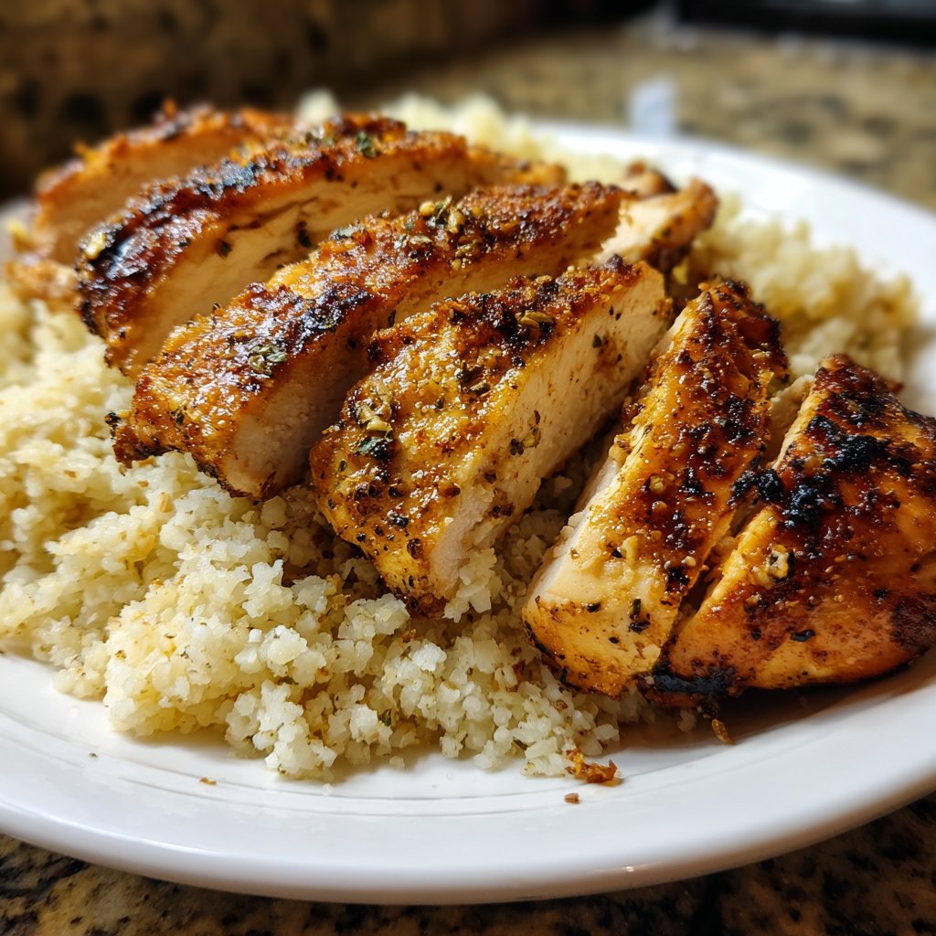 Chicken Breast with Cauliflower Rice