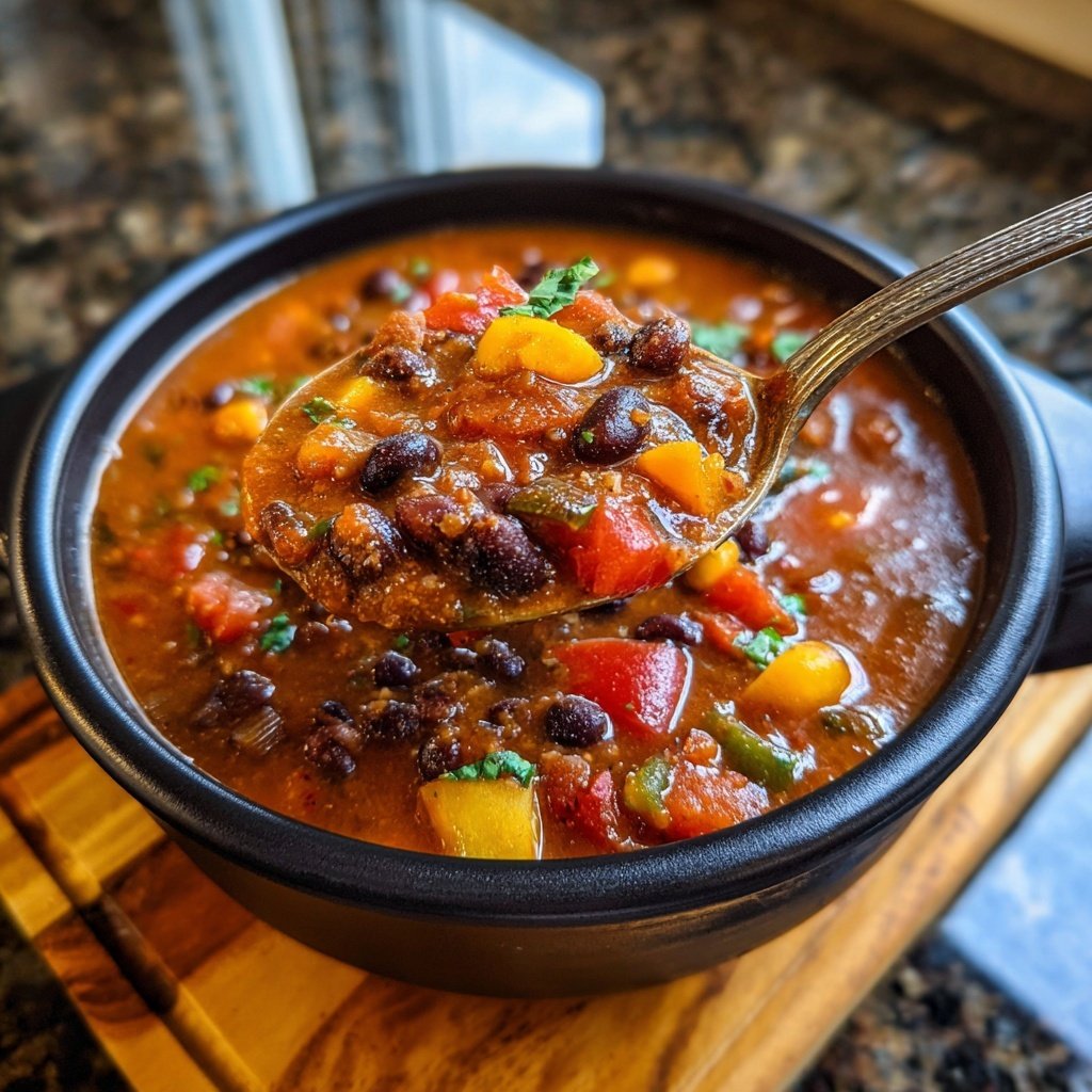 Healthy Crockpot Black Bean Chili