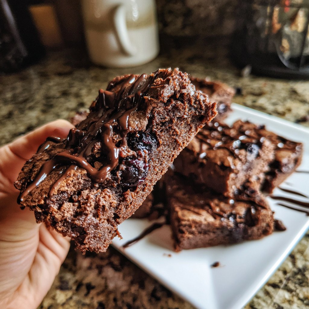 Cottage Cheese Brownies with Blueberries