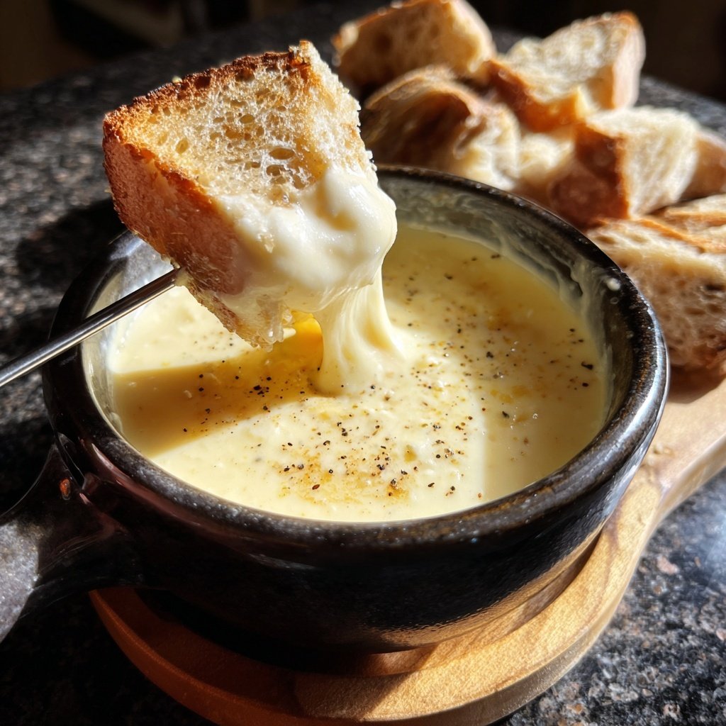 Fondue with White Cheddar and Dijon