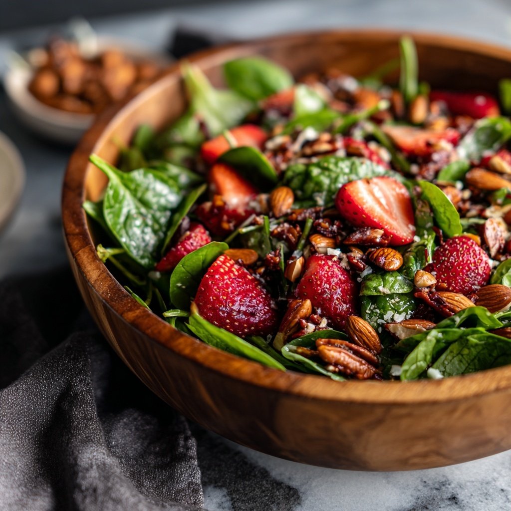 Strawberry Almond Spinach Salad