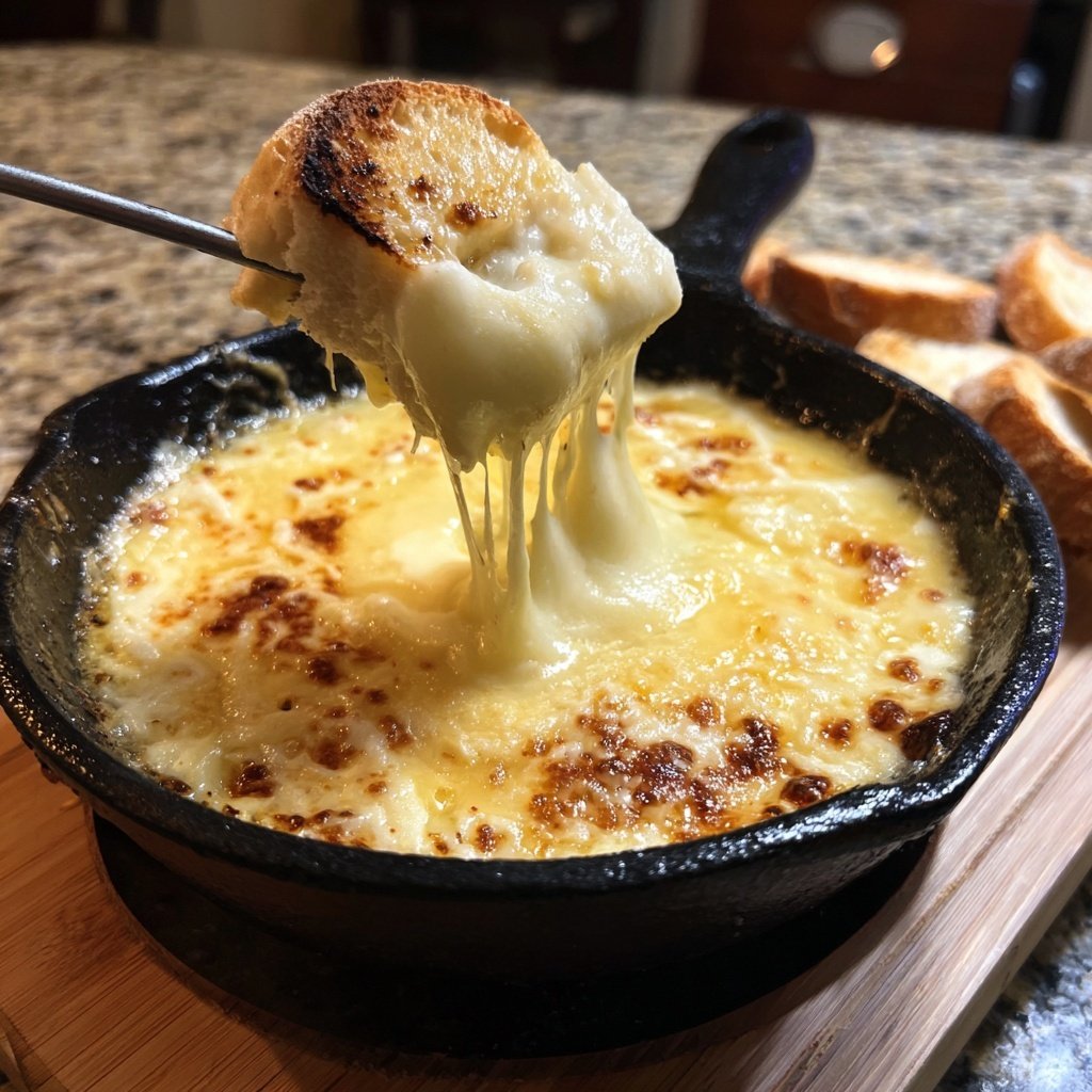 Fondue with Swiss Cheese and Garlic
