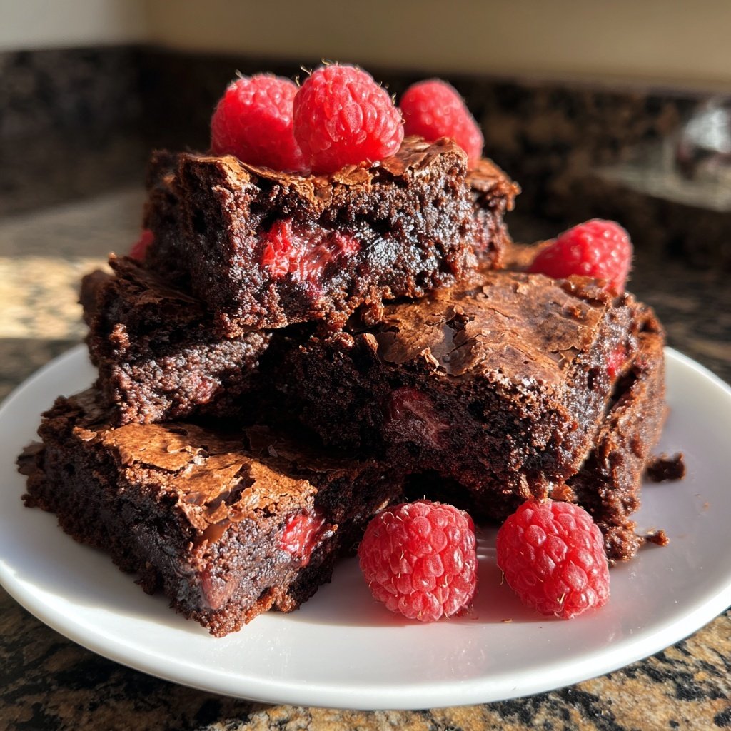 Cottage Cheese Brownies with Raspberries